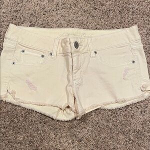 American Eagle Outfitters Women's Light Yellow Jean Shorts